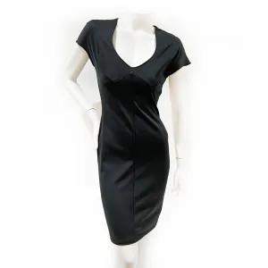 1990s Black Cotton Sheath Dress