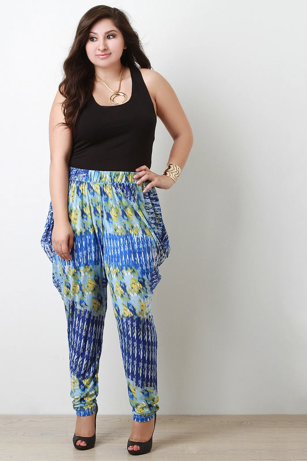 Abstract Tapered Harem Pants