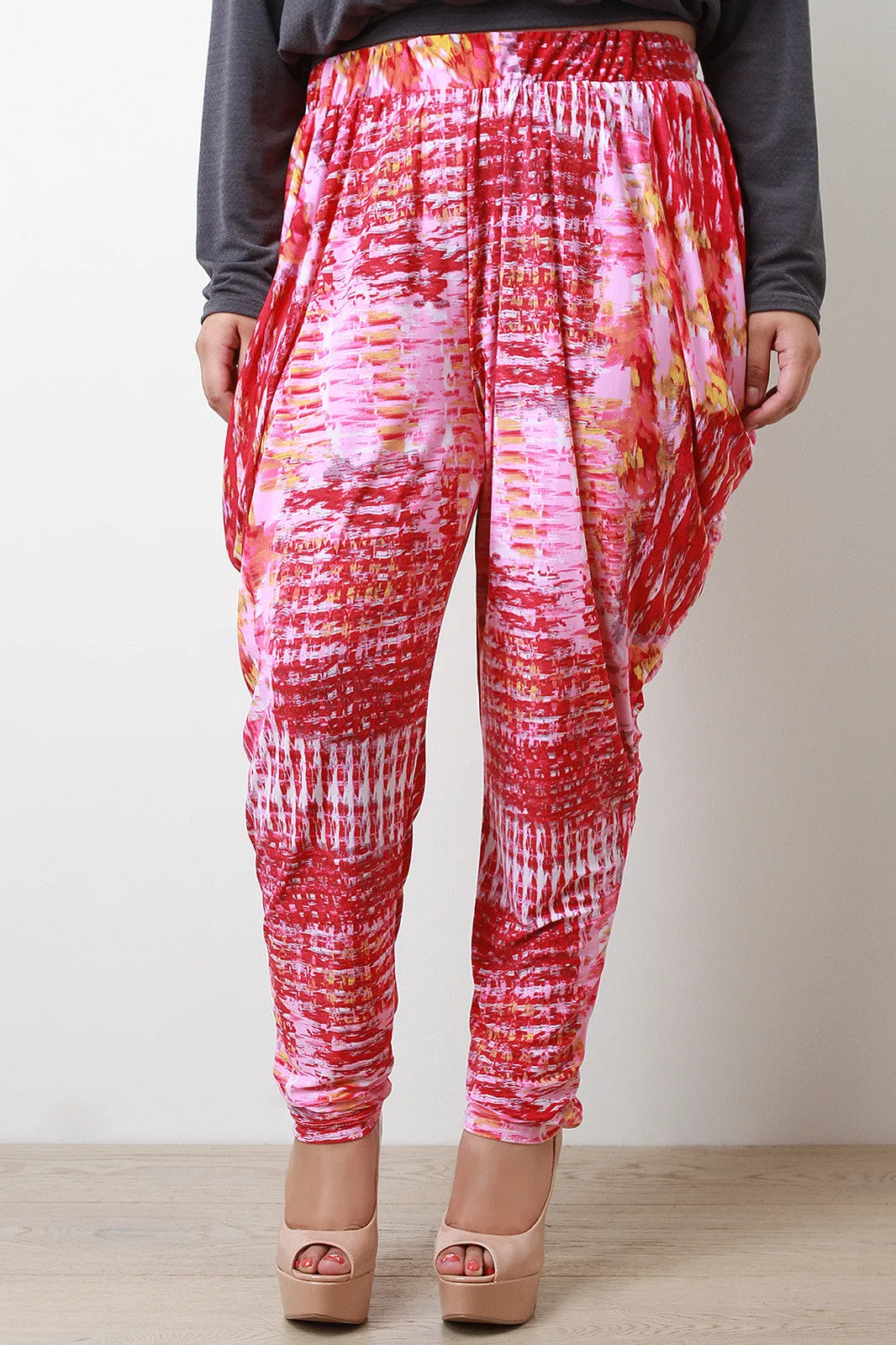 Abstract Tapered Harem Pants