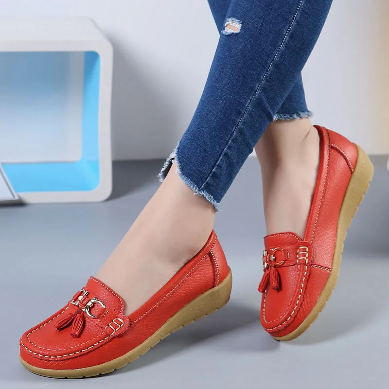 Best Walking Women Wide Toe Box Leather Ballet Flat Shoes Women Flat Casual Shoes