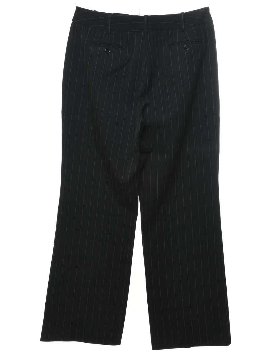 Black Classic Striped Trousers - W32 L32