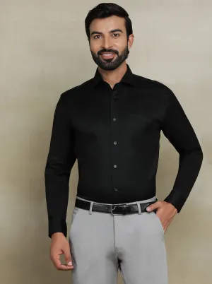 Black Dobby Regular Fit Formal Shirt | JadeBlue