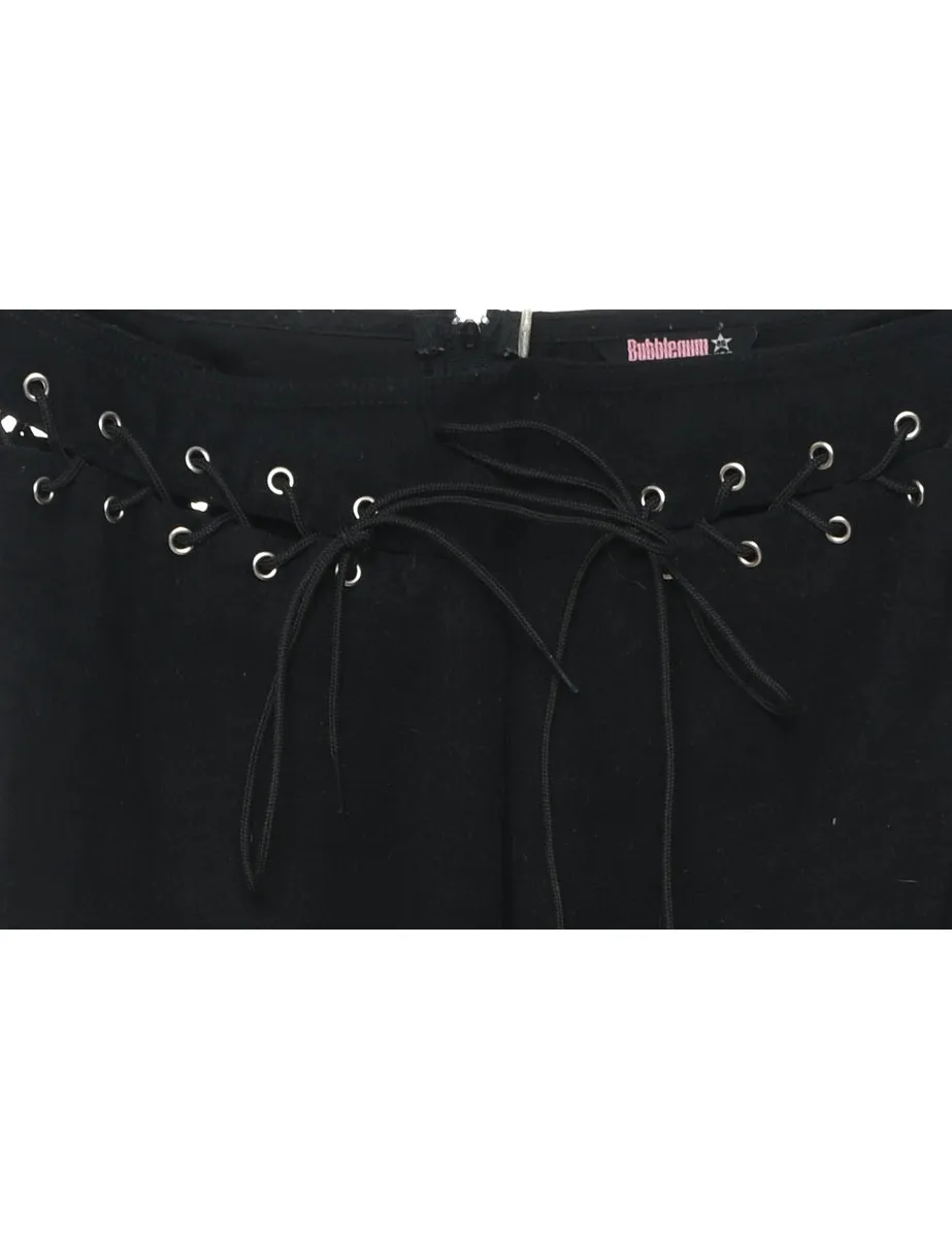 Black Flared Leg Y2K Trousers - W30 L31