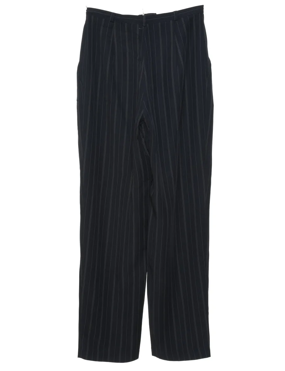 Black Pinstriped Trousers - W26 L29