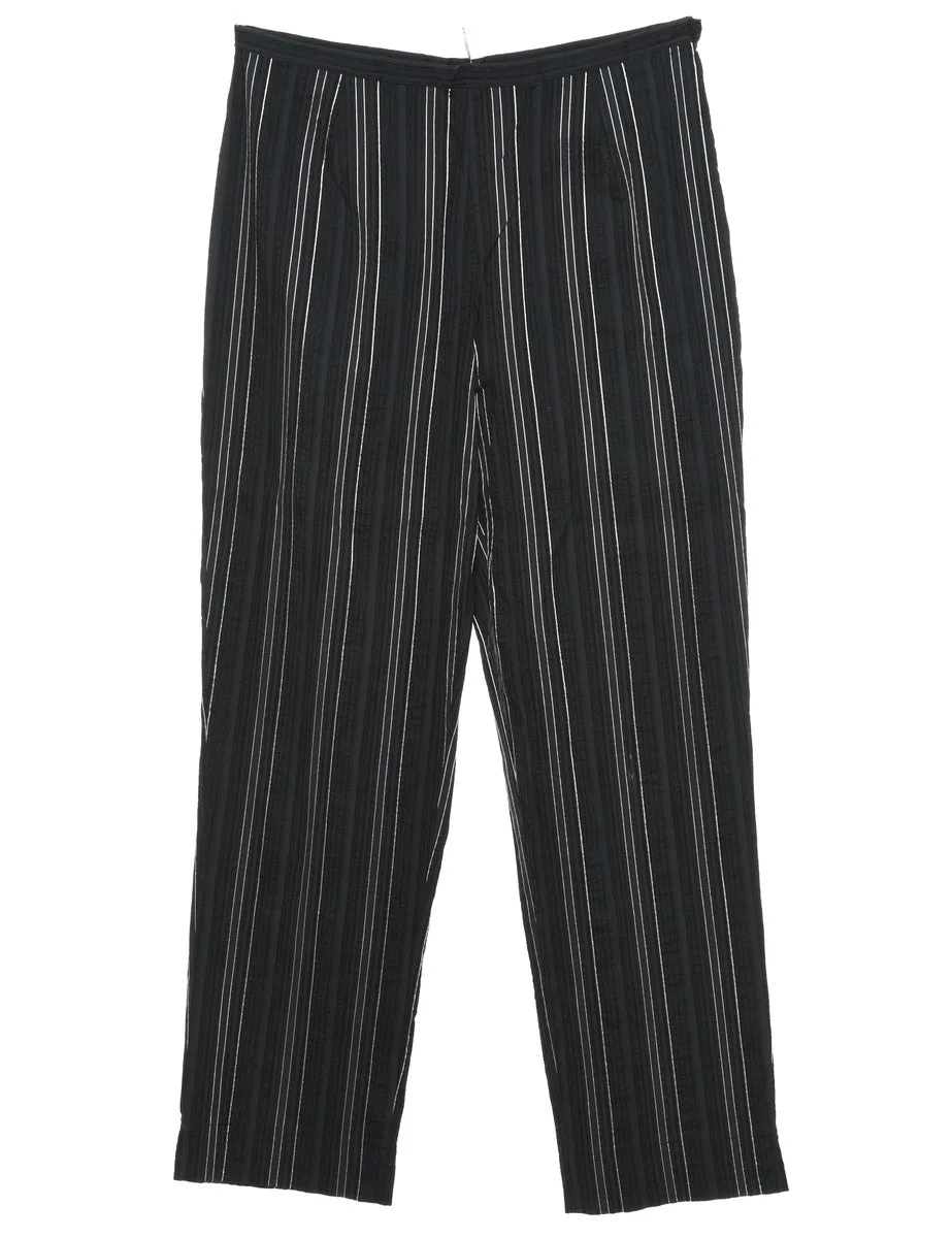 Black Pinstriped Trousers - W28 L26