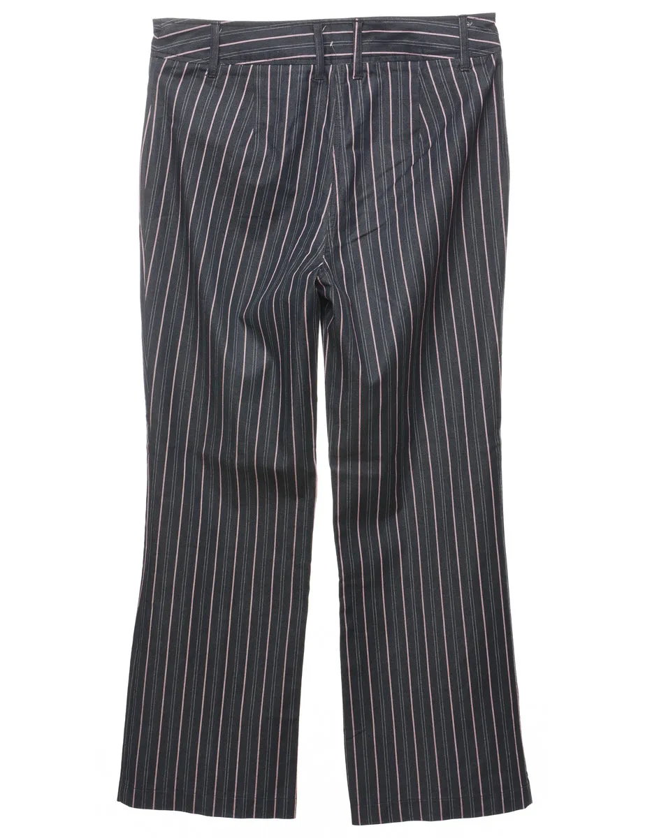 Black, Red & White Pinstriped Trousers - W33 L31