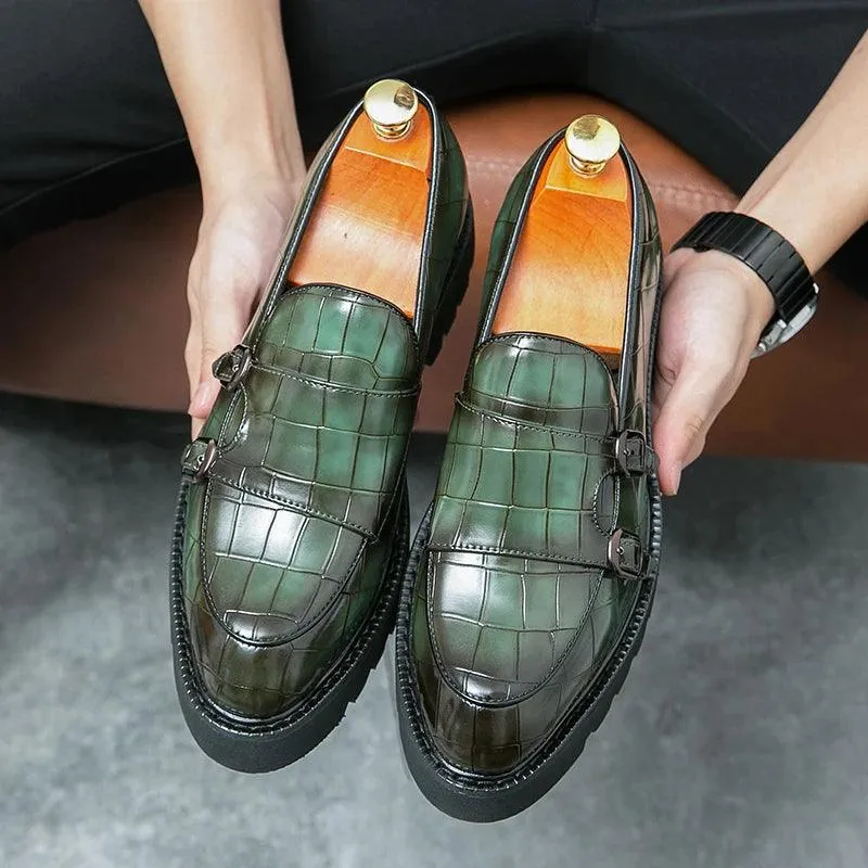 Casual Leather Monk-Strap Loafer Shoes