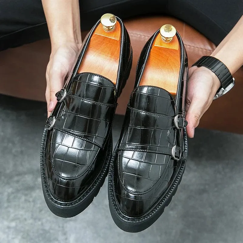 Casual Leather Monk-Strap Loafer Shoes