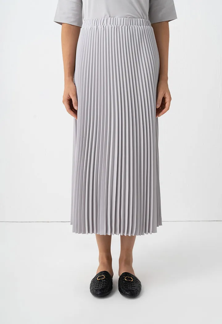 Choice High Waist Pleated Skirt Grey