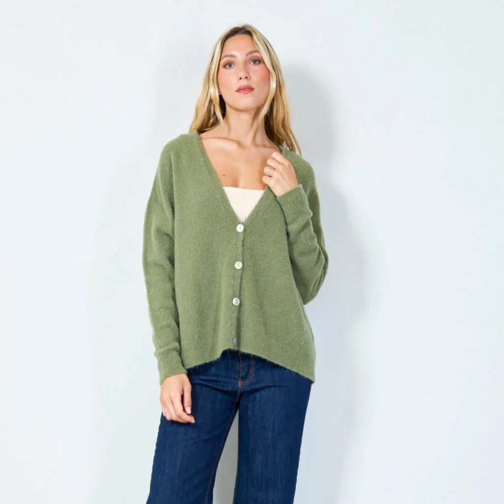 Cozy v-neck button cardigan wholesale