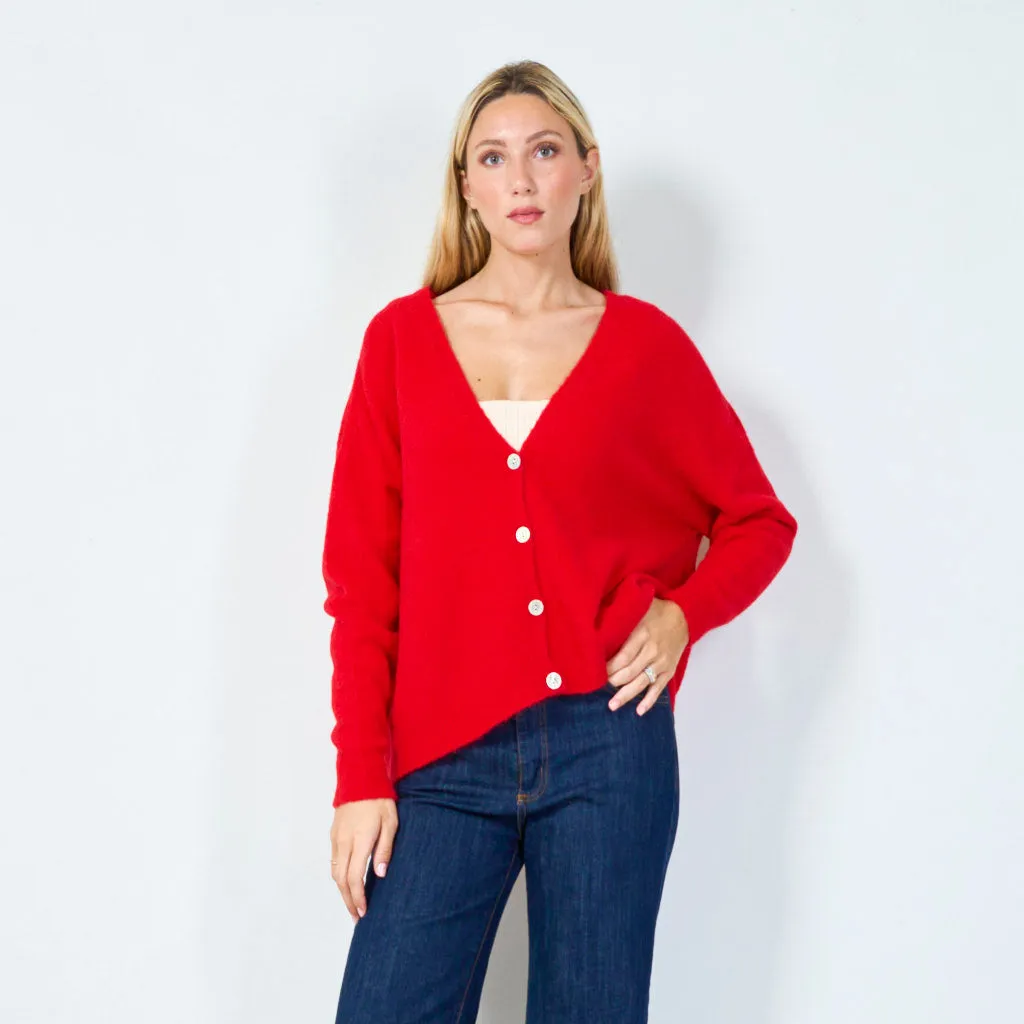 Cozy v-neck button cardigan wholesale