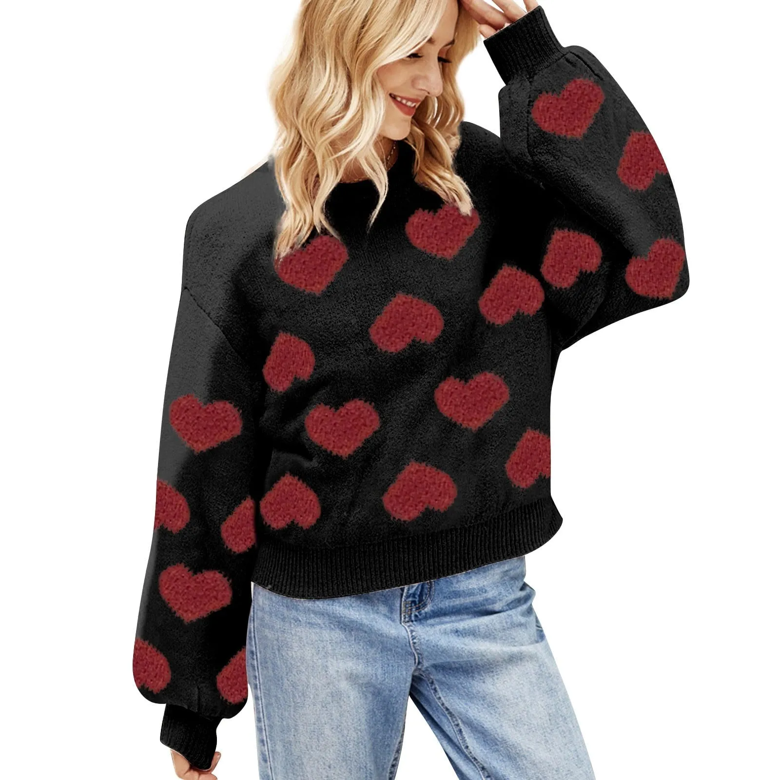 Cute Love Pattern Knit Sweater