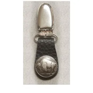 Daniel Smart Boot Clips Buffalo Nickel, Leather, Black/Silver