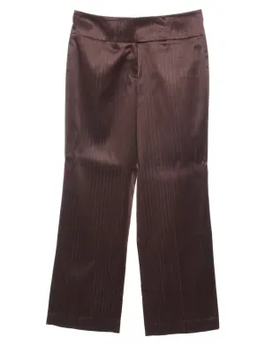 Dark Brown Pinstriped Trousers - W31 L29