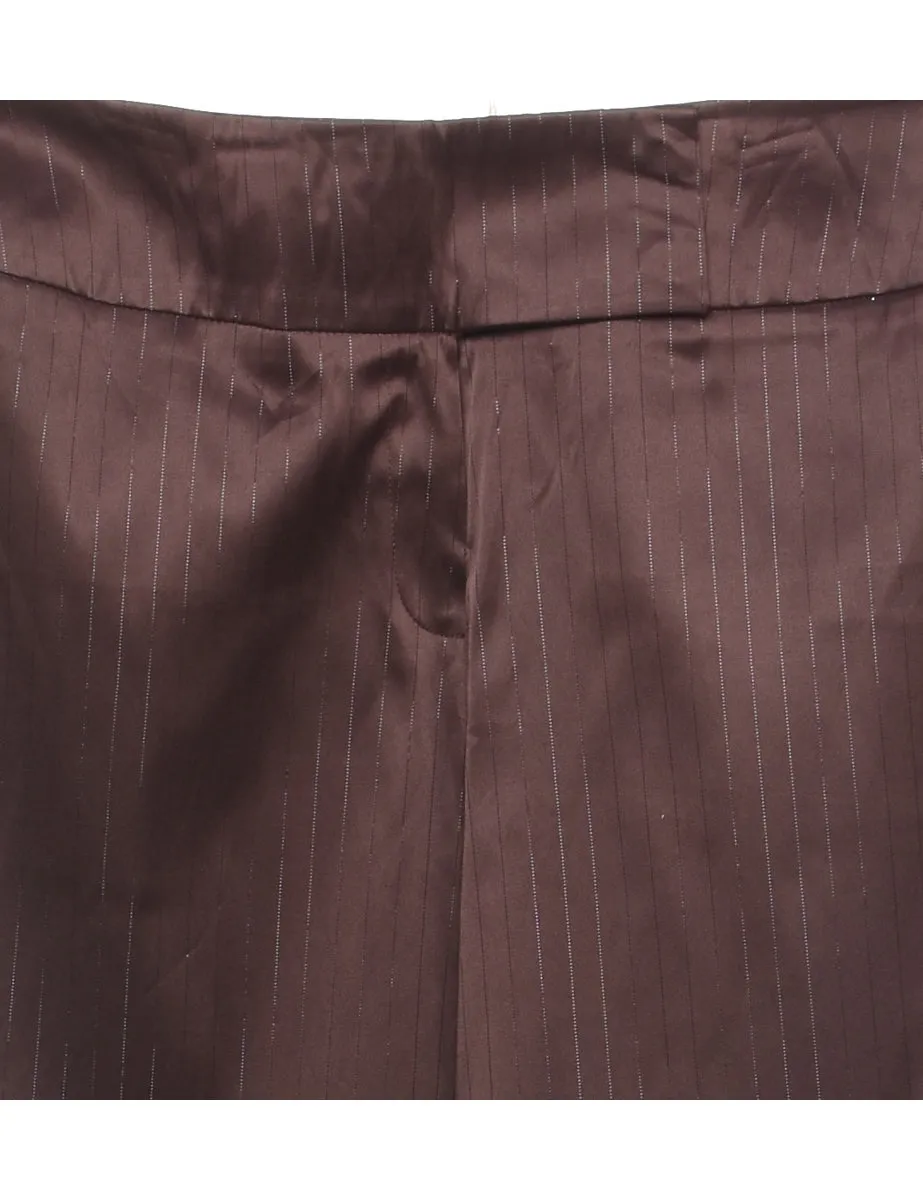 Dark Brown Pinstriped Trousers - W31 L29