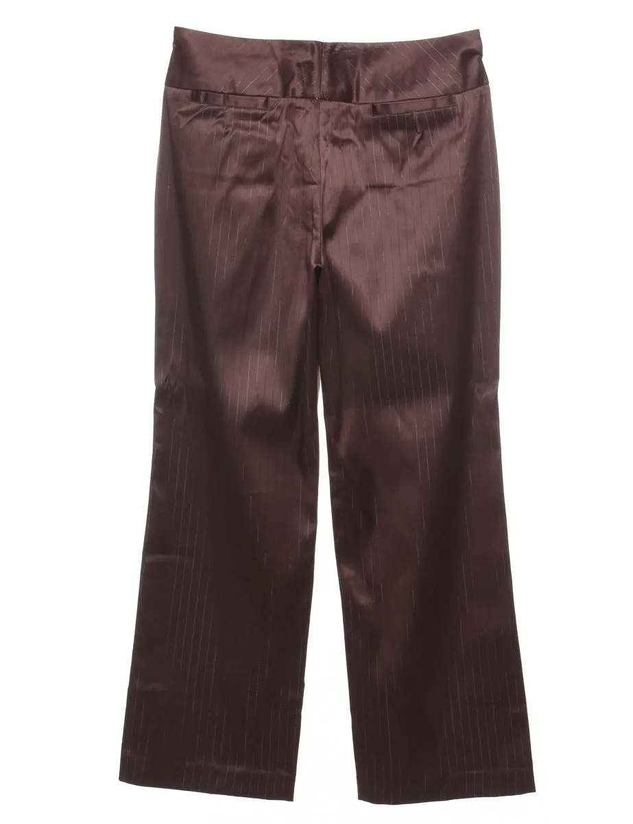 Dark Brown Pinstriped Trousers - W31 L29