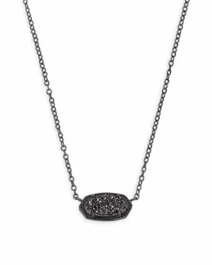 Elisa Gunmetal Pendant Necklace in Black Drusy by Kendra Scott