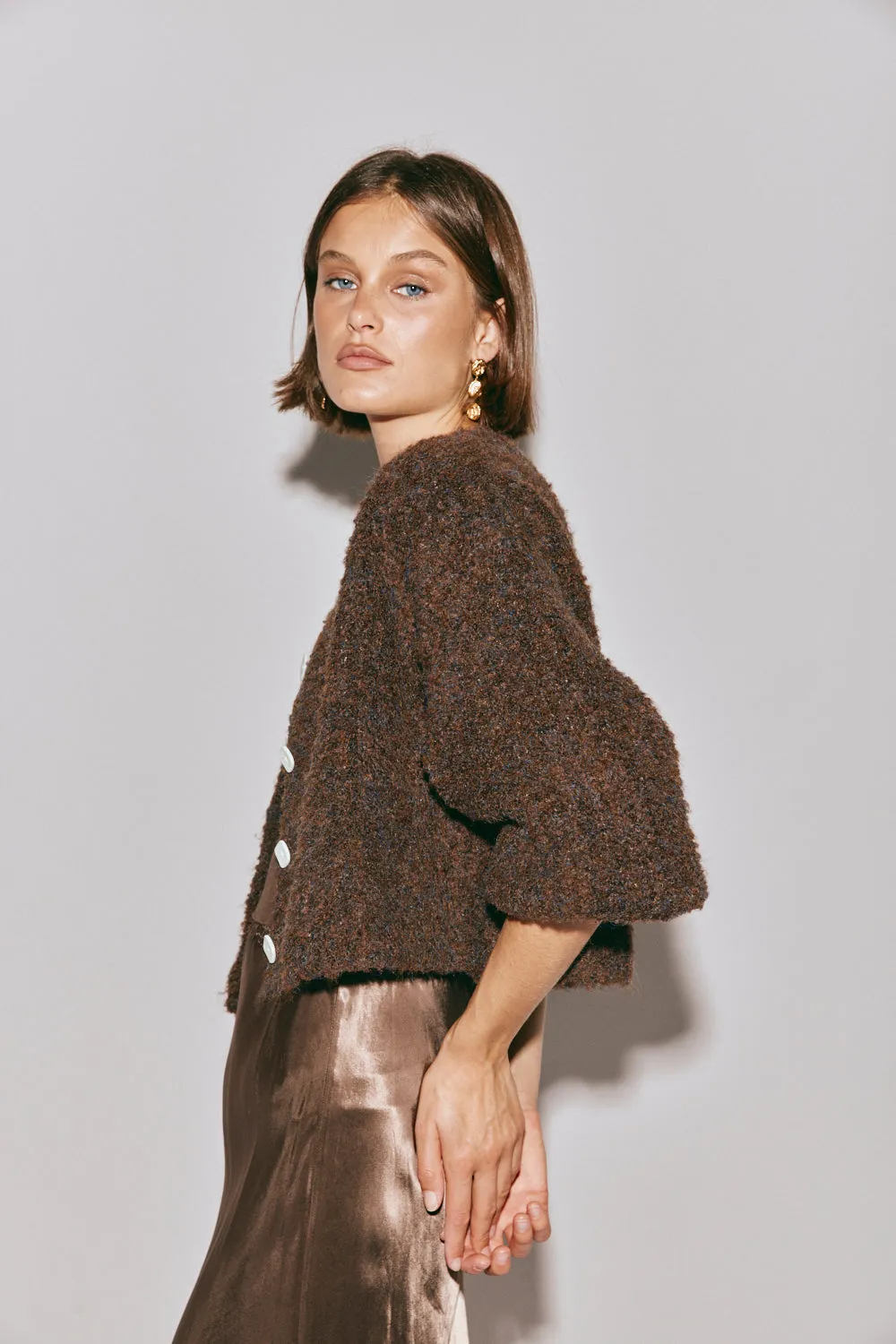 Elsie Knit Cardigan Chocolate