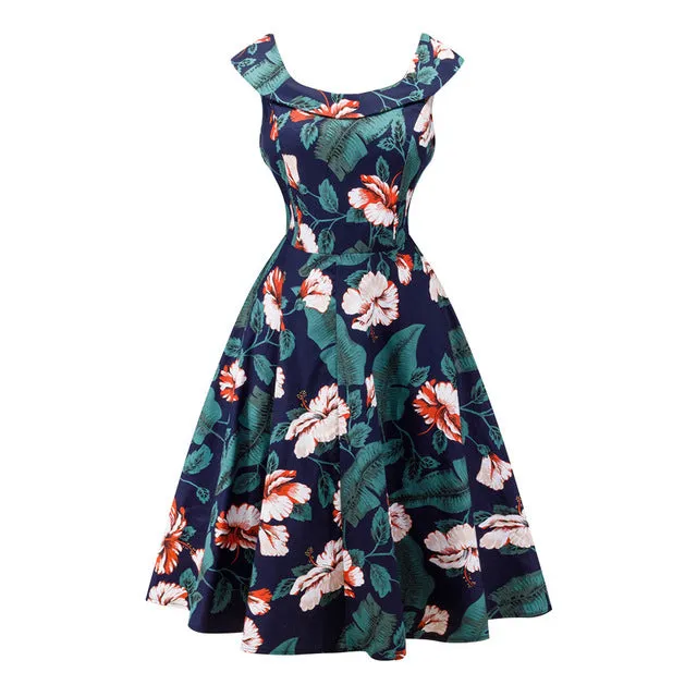 Floral VIntage Dress with Belt