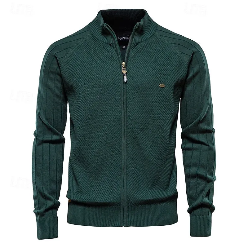 Full Zip Jacquard Cardigan Sweater