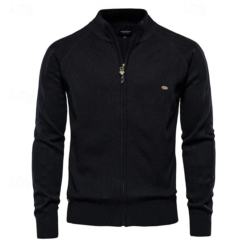 Full Zip Jacquard Cardigan Sweater