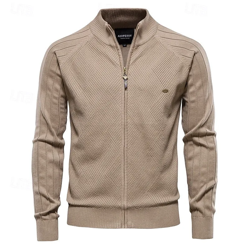 Full Zip Jacquard Cardigan Sweater