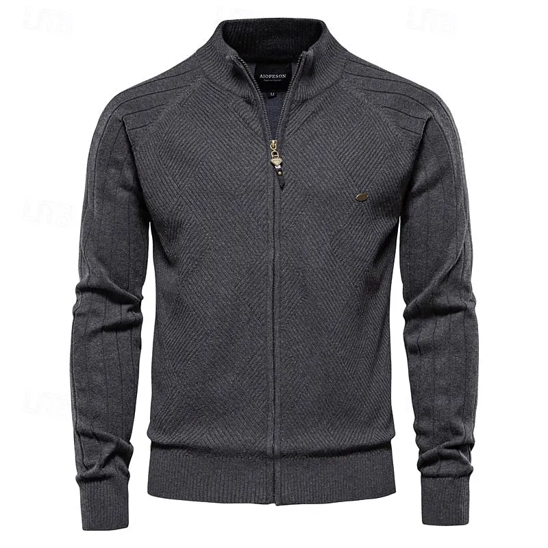 Full Zip Jacquard Cardigan Sweater