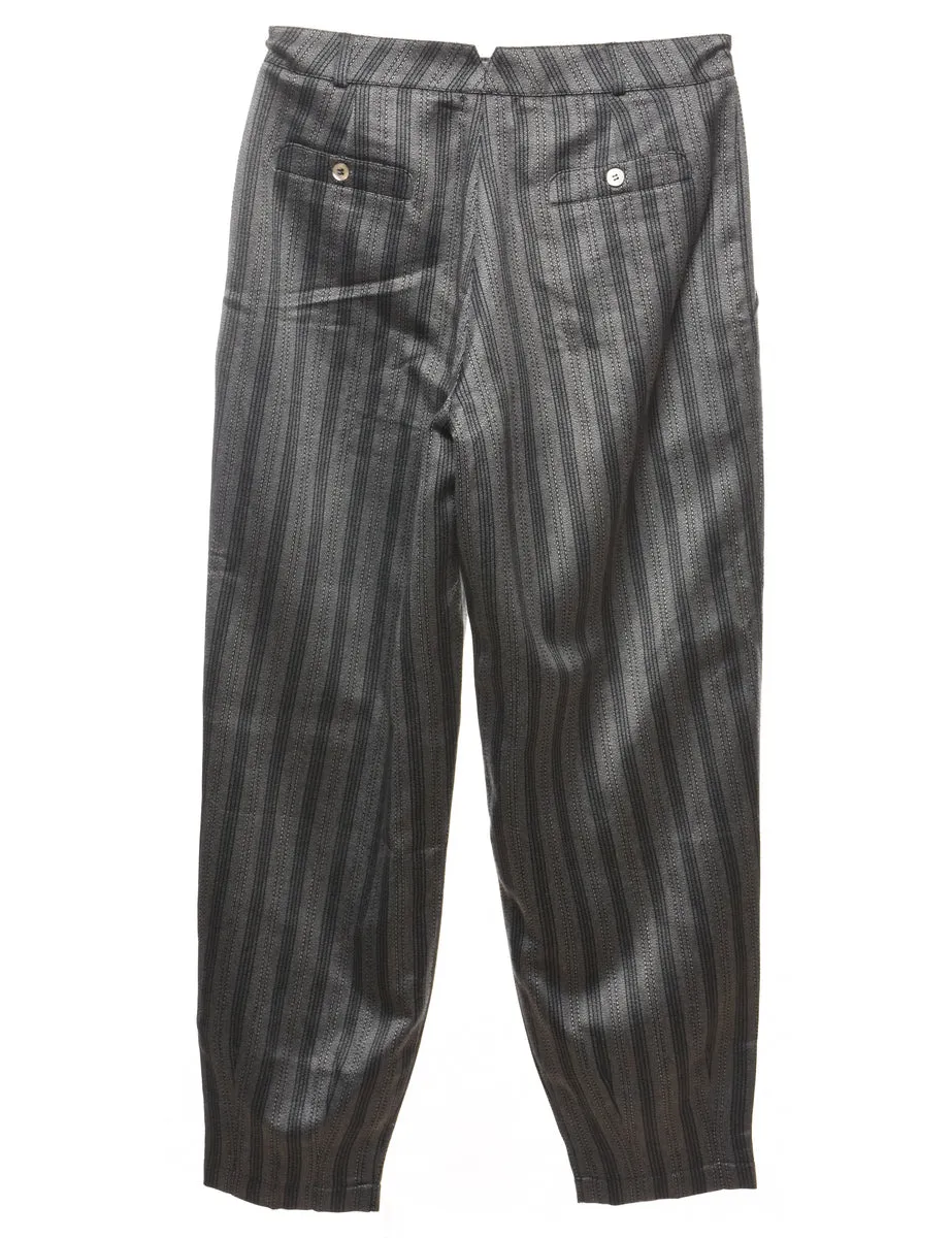 Grey & Black Striped Trousers - W34 L30