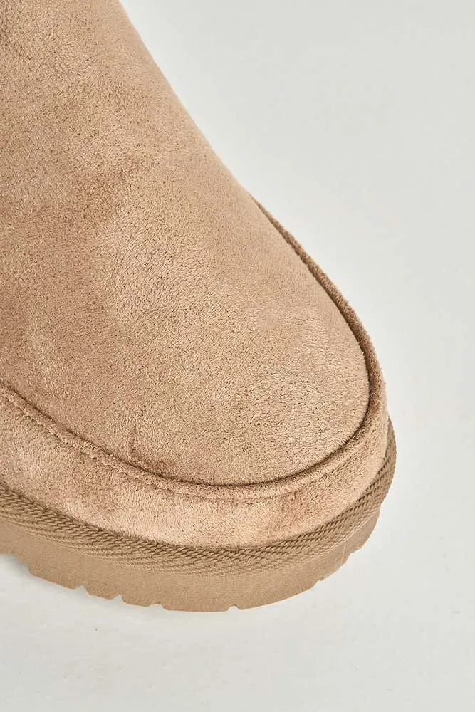 Harley Backless Extended Elastic Strap Slippers in Taupe