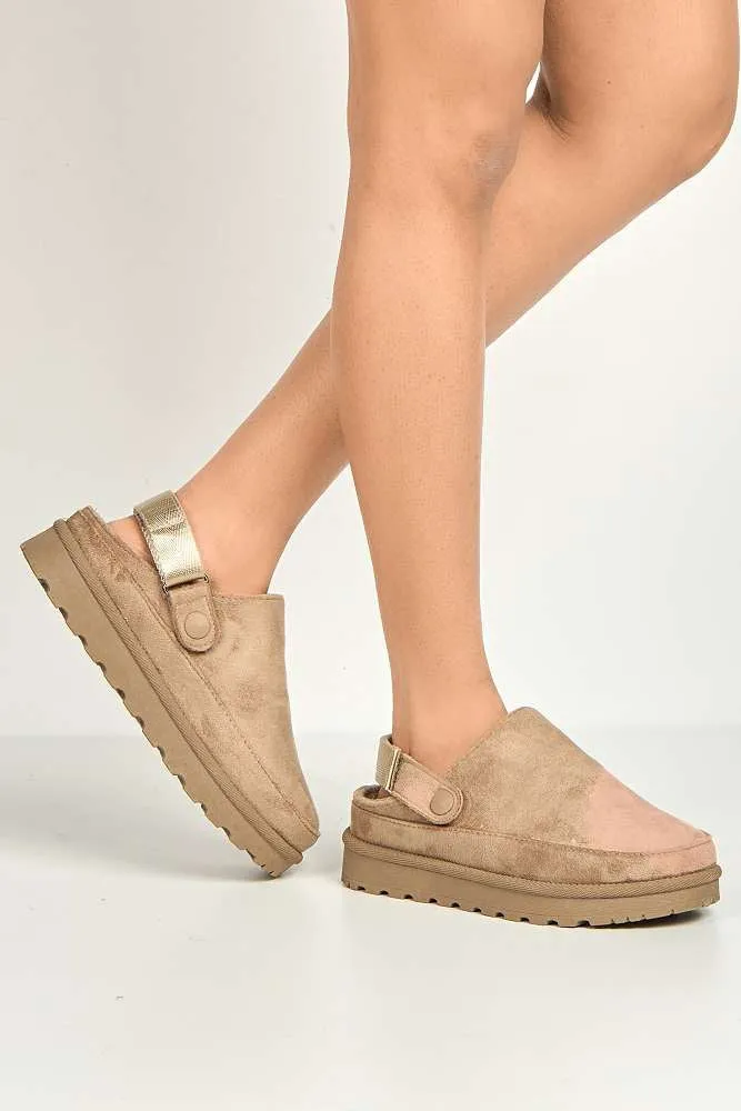 Harley Backless Extended Elastic Strap Slippers in Taupe