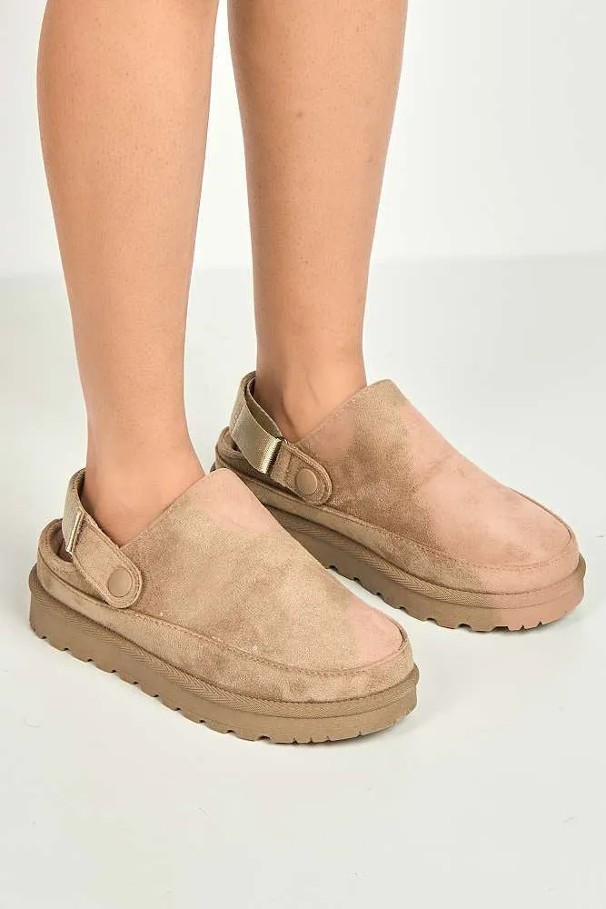 Harley Backless Extended Elastic Strap Slippers in Taupe