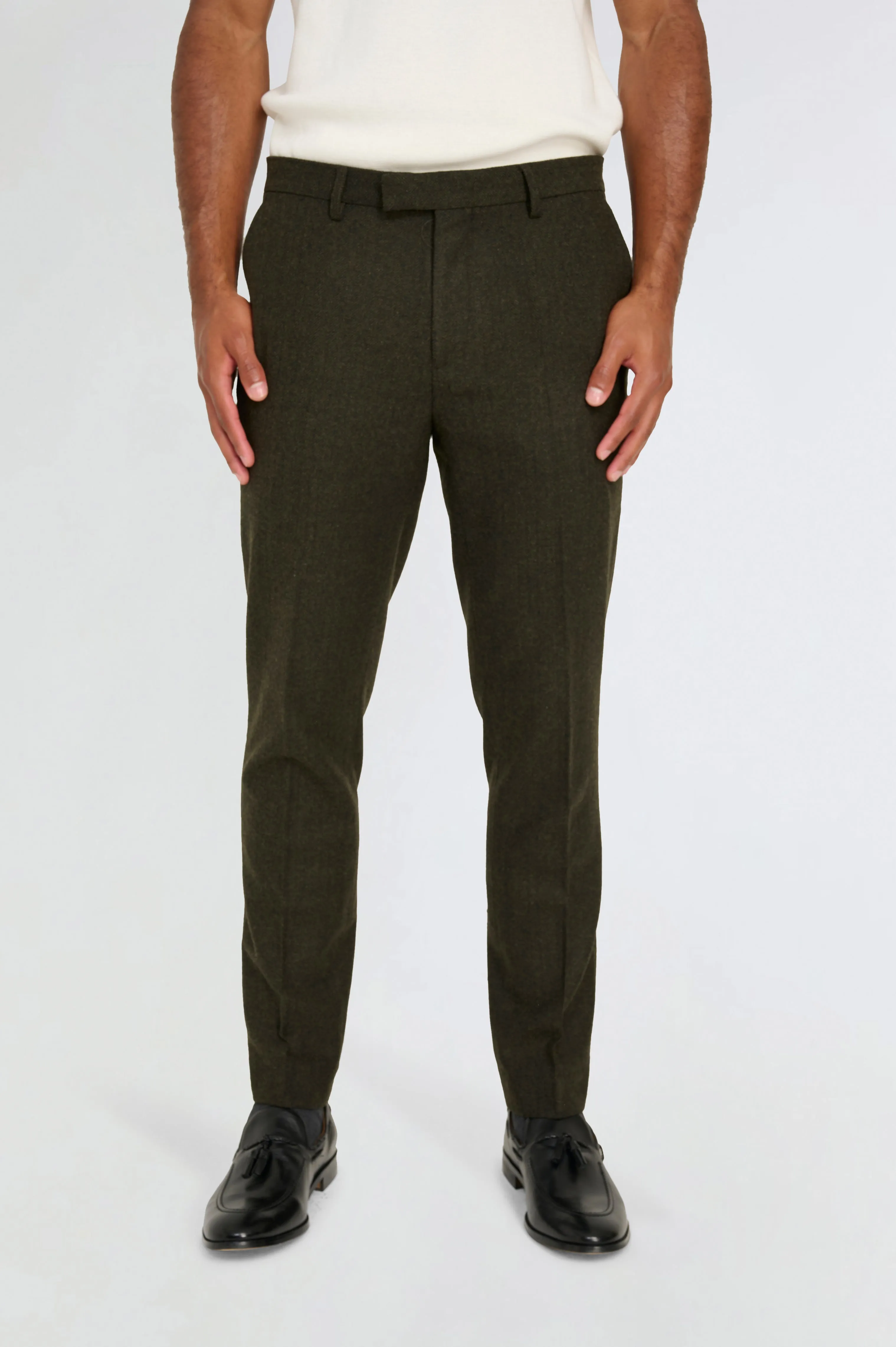 Henry Tweed Trousers in Olive