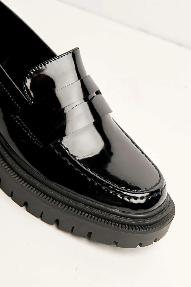 Hinata Panel Cleated Front Loafer in Black