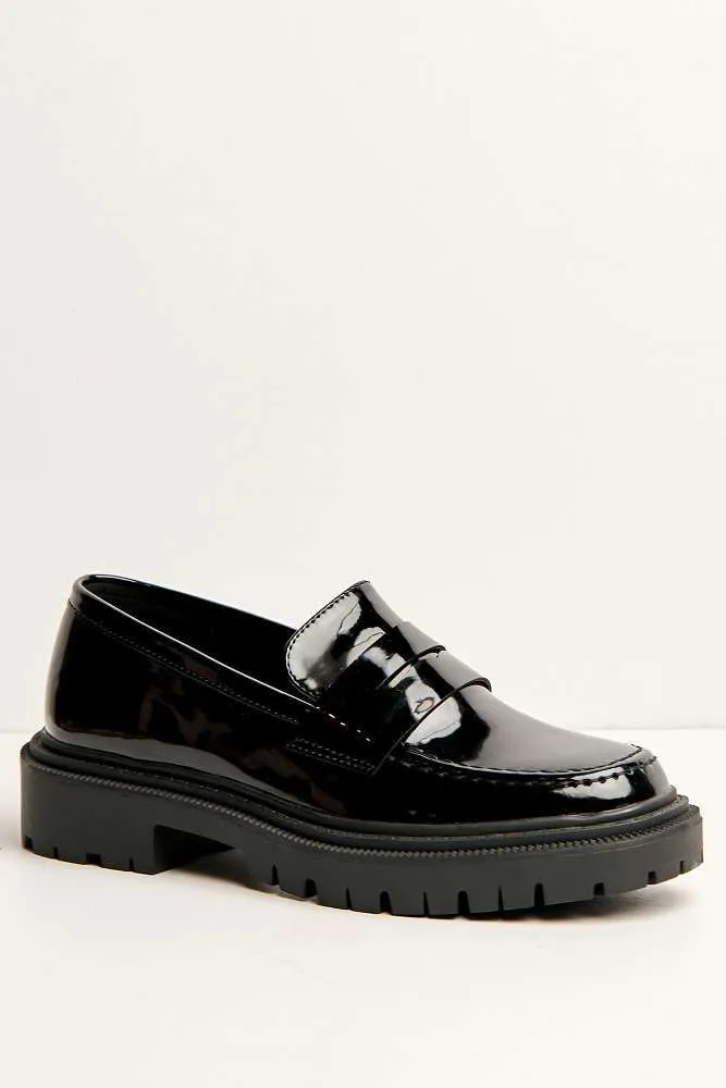 Hinata Panel Cleated Front Loafer in Black