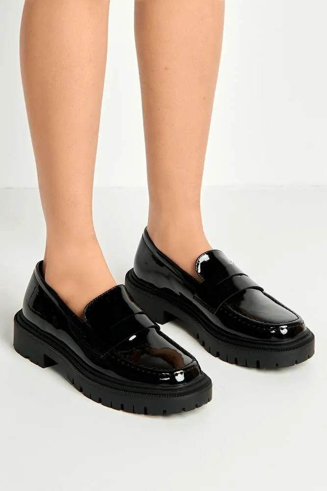 Hinata Panel Cleated Front Loafer in Black