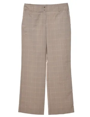 Izod Checked Light Brown Trousers - W31 L30