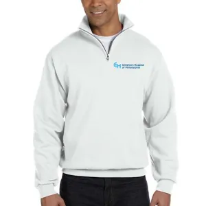 Jerzees Sweatshirt 1/4 Zip Cadet Collar With Light Blue Logo