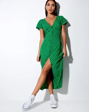 Larin Midi Dress in Dainty Daisy Green