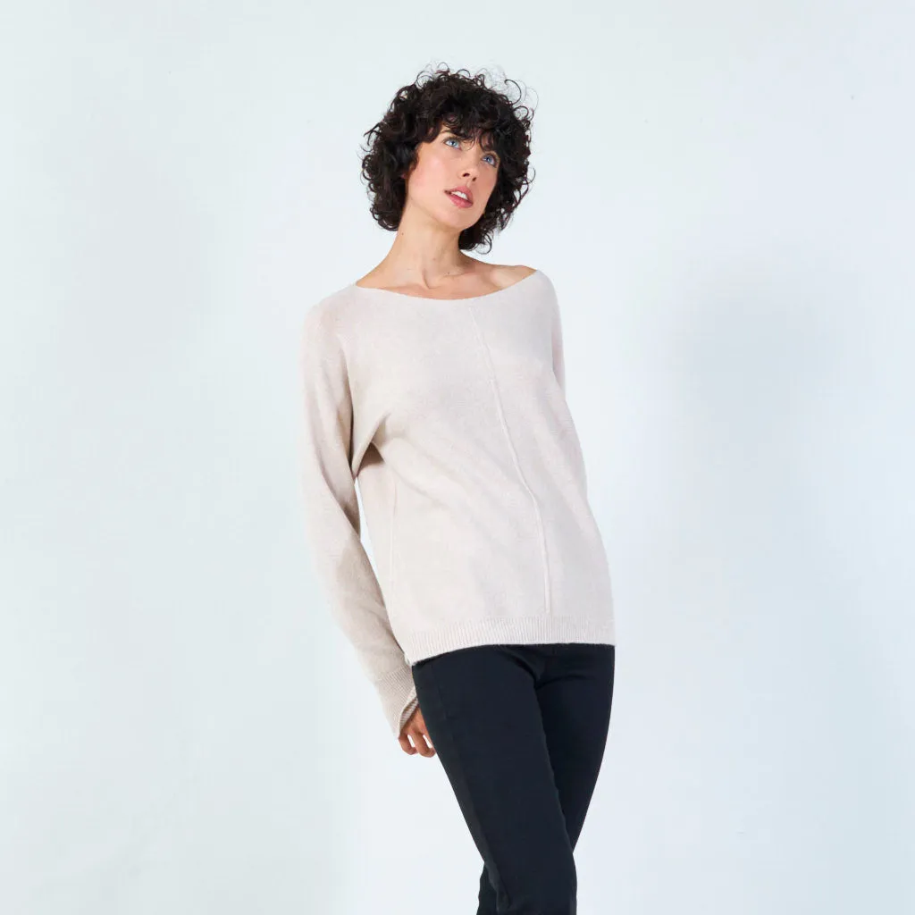 Long sleeve knit sweater with relaxed fit wholesale