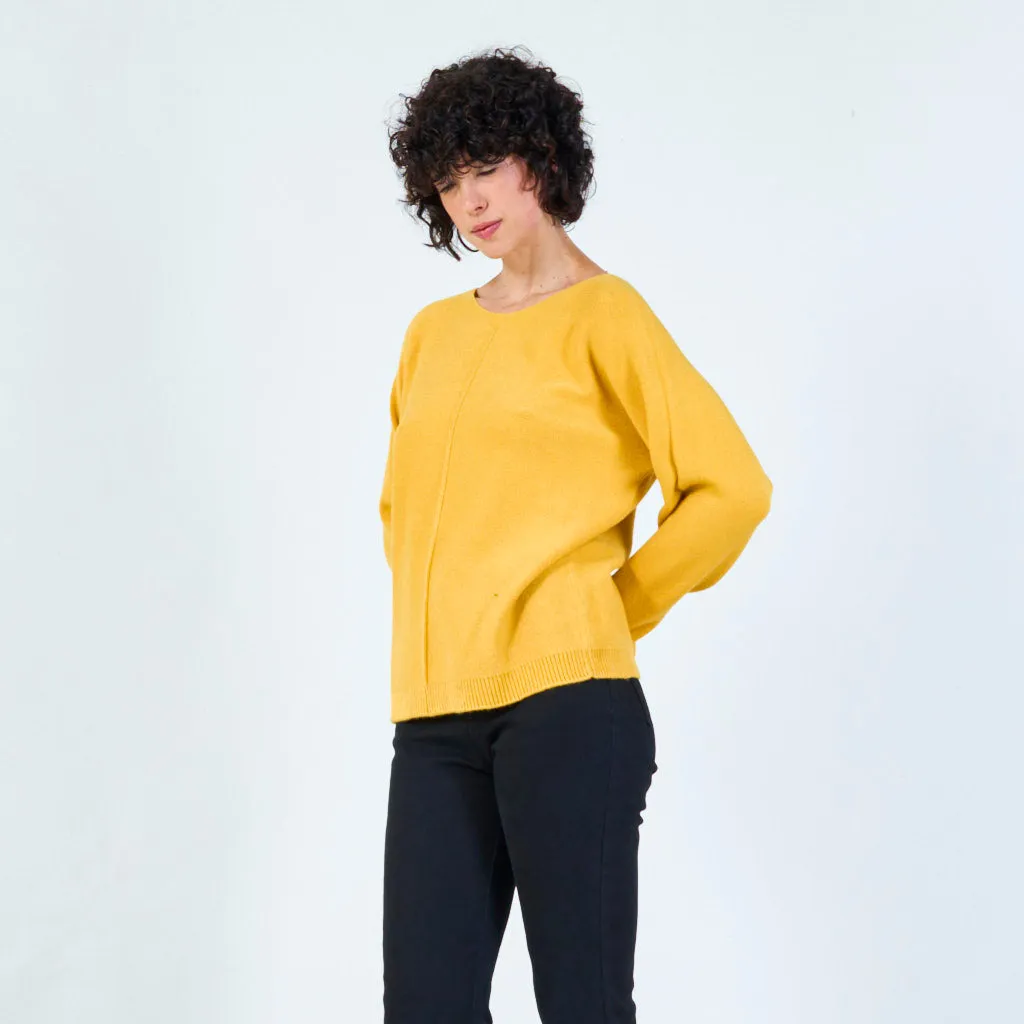 Long sleeve knit sweater with relaxed fit wholesale