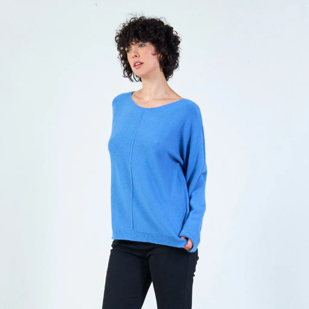 Long sleeve knit sweater with relaxed fit wholesale