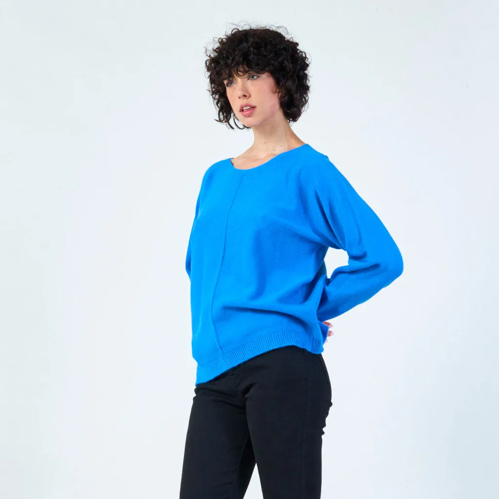 Long sleeve knit sweater with relaxed fit wholesale