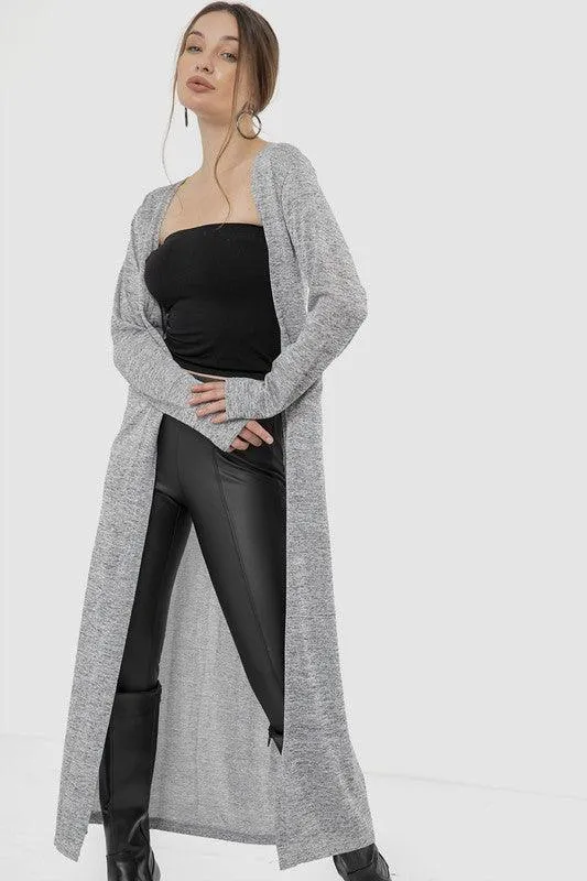 Long Sleeves Slip On Long Cardigan