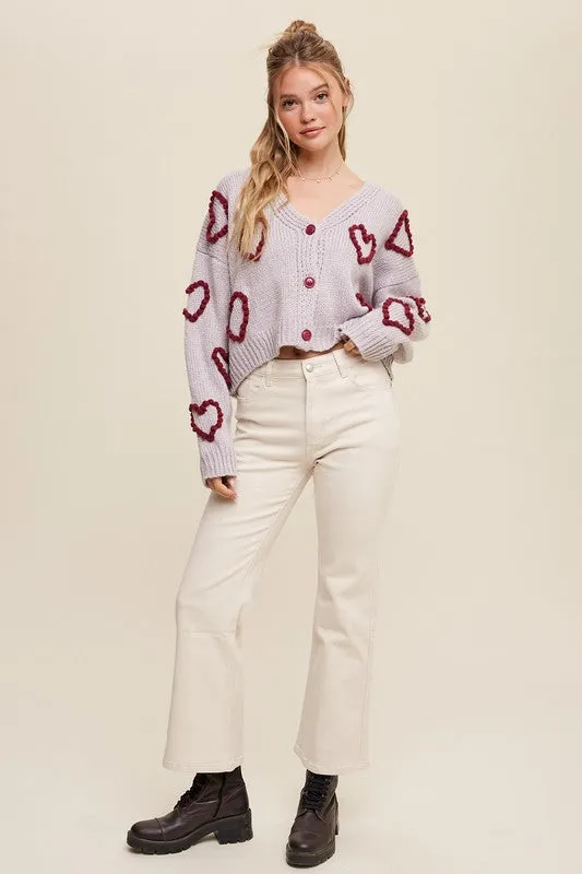 Lots of Love Knit Copped Heart Cardigan