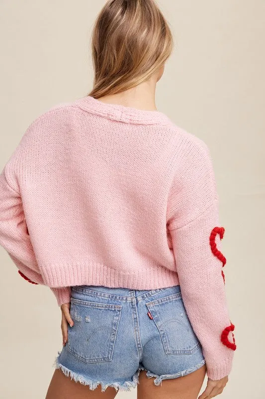 Lots of Love Knit Copped Heart Cardigan