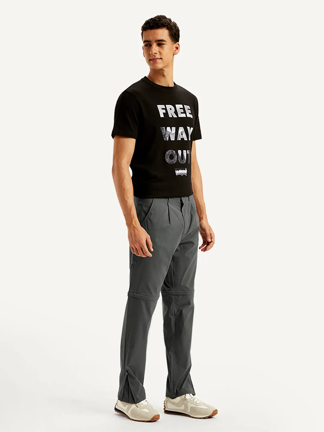 Men's Grey Regular Fit Trousers