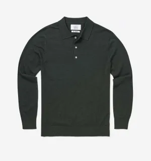 Merino Wool Polo Dark Green