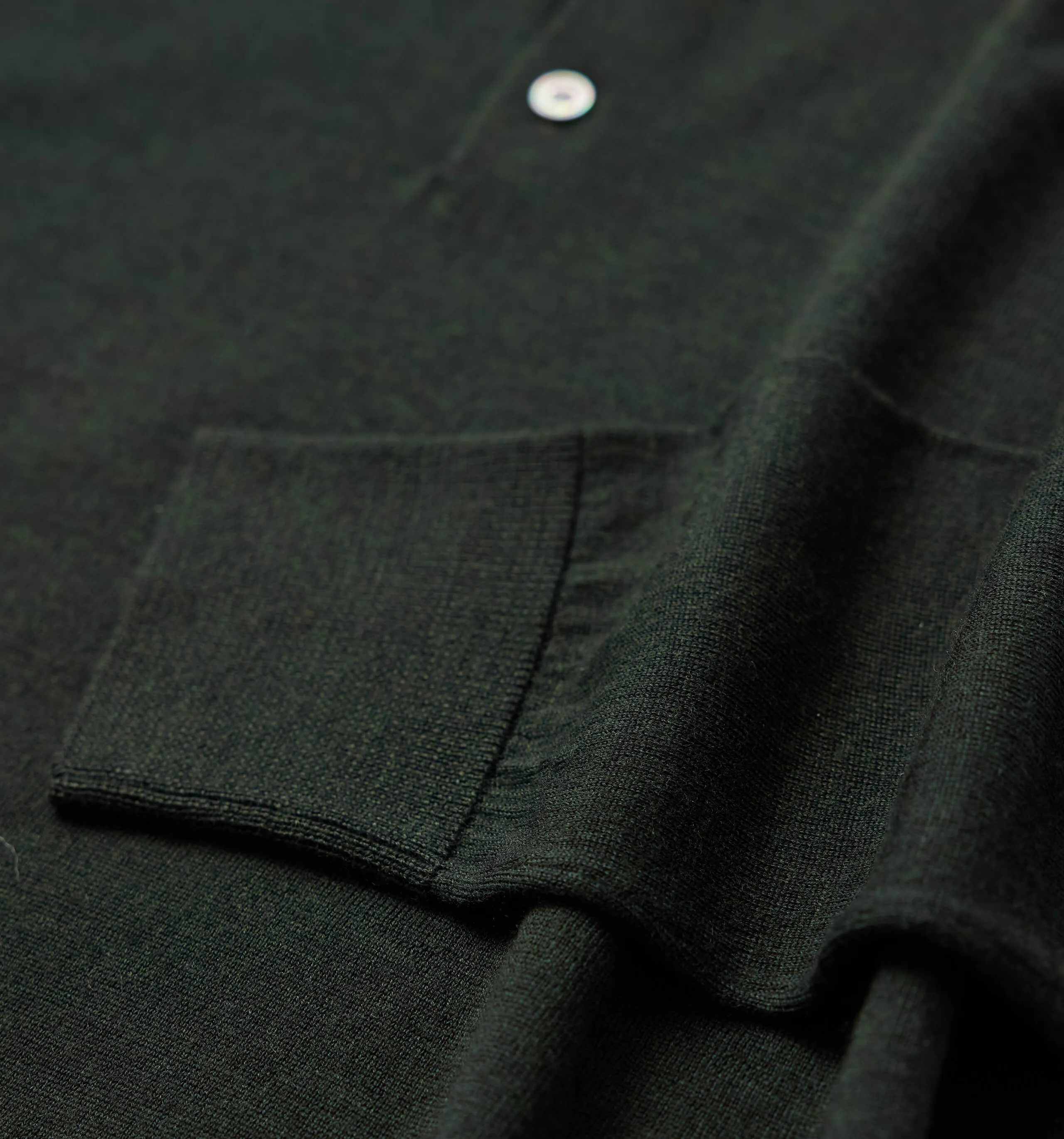 Merino Wool Polo Dark Green