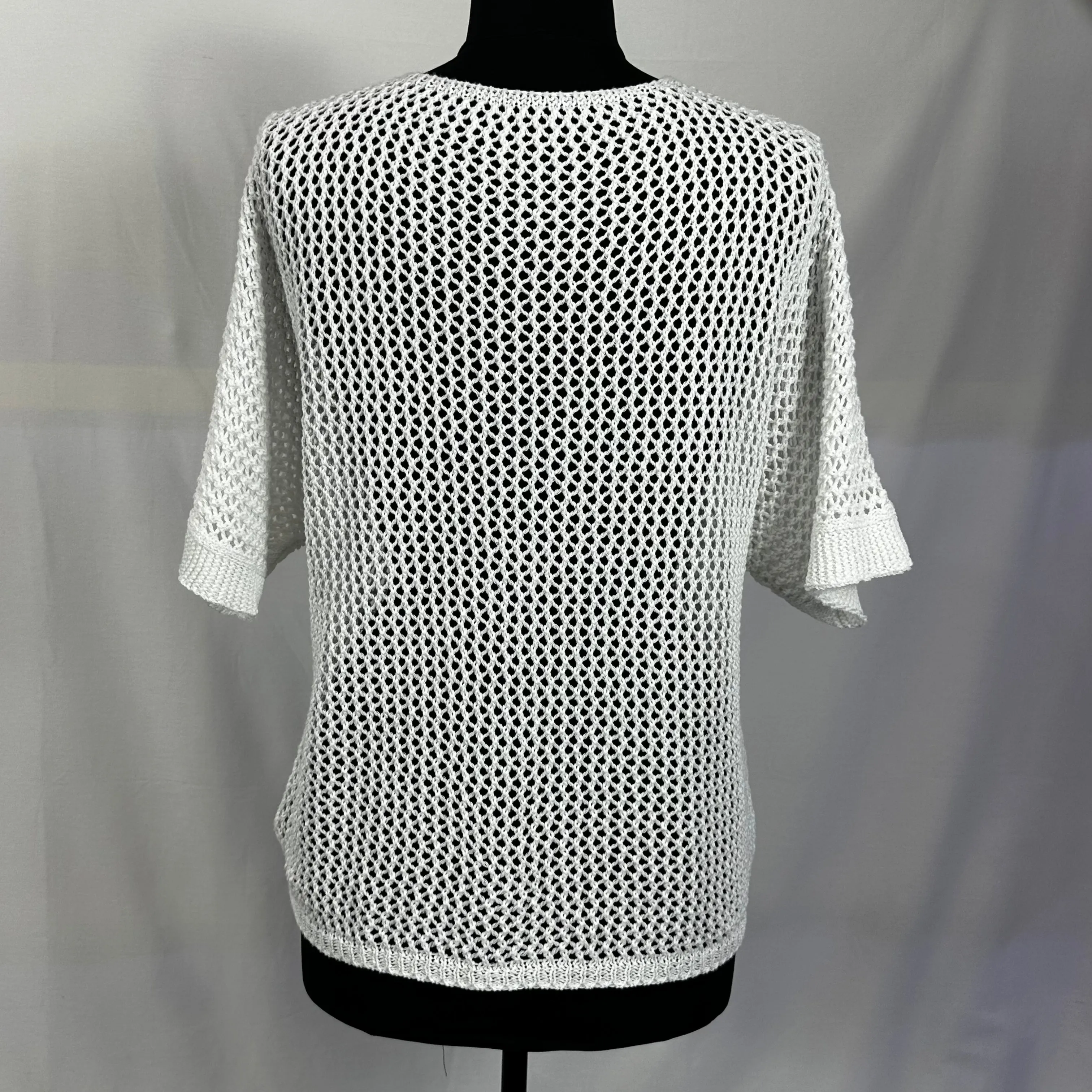 Pure Italian Cotton Crocheted Short Sleeve Top