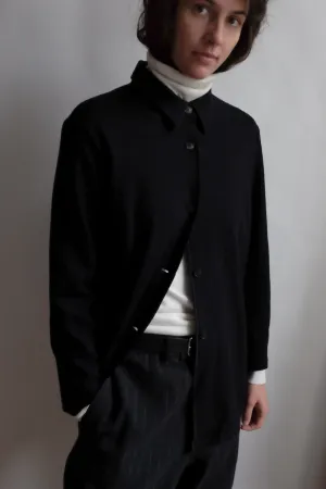 PURE WOOL CLEAN BLACK SHIRT JACKET